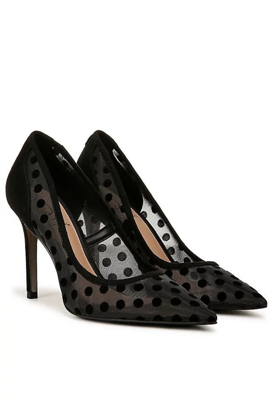 NWOT Sam Edelman Hazel Black Mesh Polka Dot Pumps Heels Size 9.5